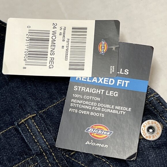 Dickies Overalls Womens 24 Denim Bib Relaxed Fit 8 Pocket Chore Workwear Utility - Picture 6 of 8